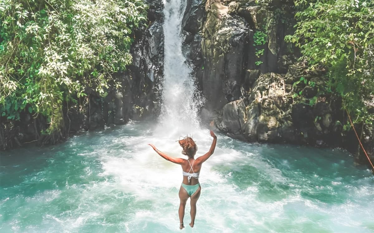 Jumping Sliding Aling Aling Waterfall Bali